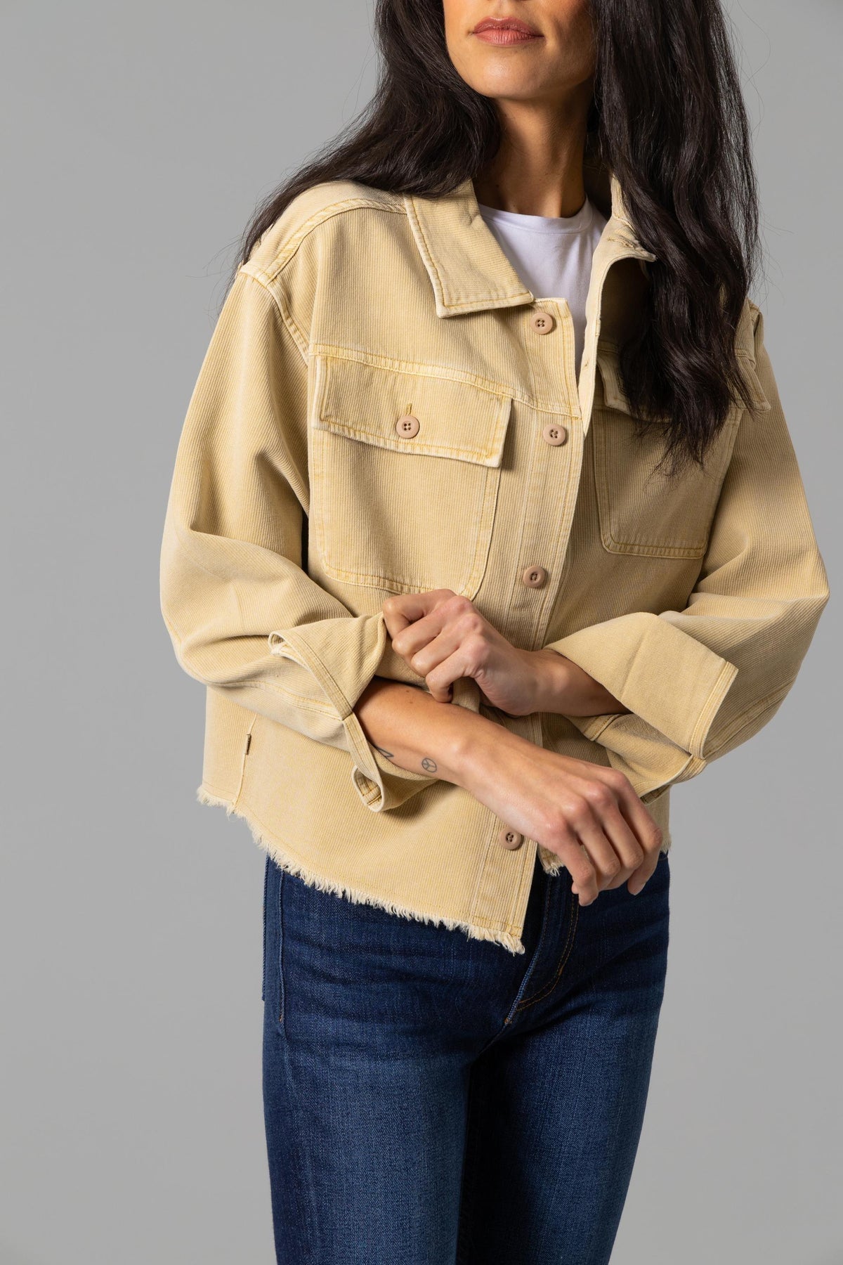 Kimes Ranch Blaine Tear Away Jacket in Khaki with button front and chest pockets