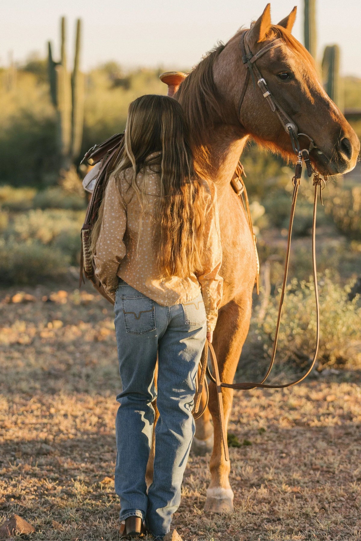 Kimes Ranch Mia, back view, jeans in blue with back pockets and stitching