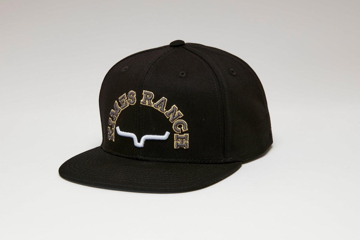 Kimes Ranch Canyon Country Hat in Black with embroidered logo and white longhorn graphic