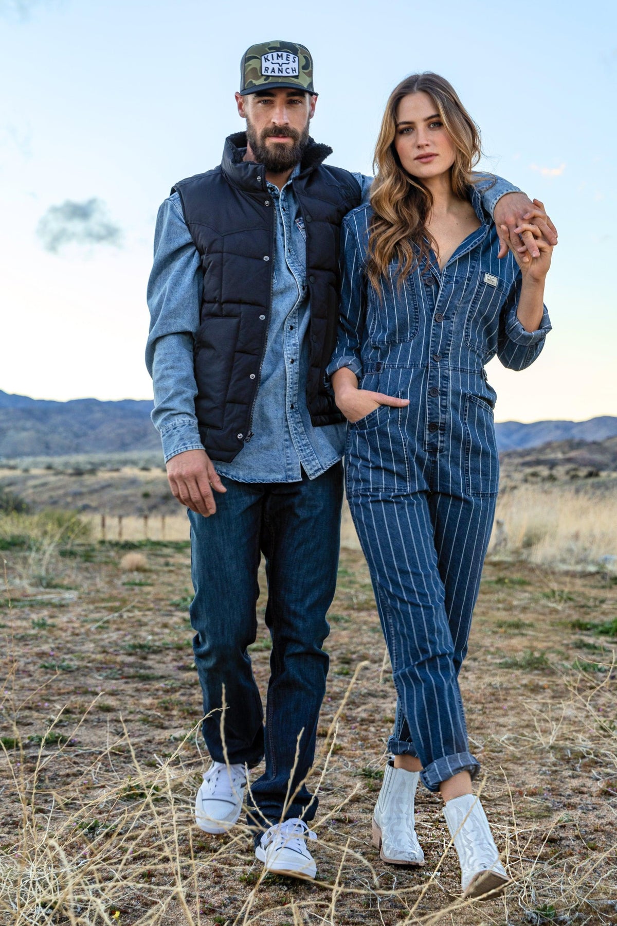 Kimes Ranch Chimayo Jumpsuit in Indigo with vertical stripes and front pockets