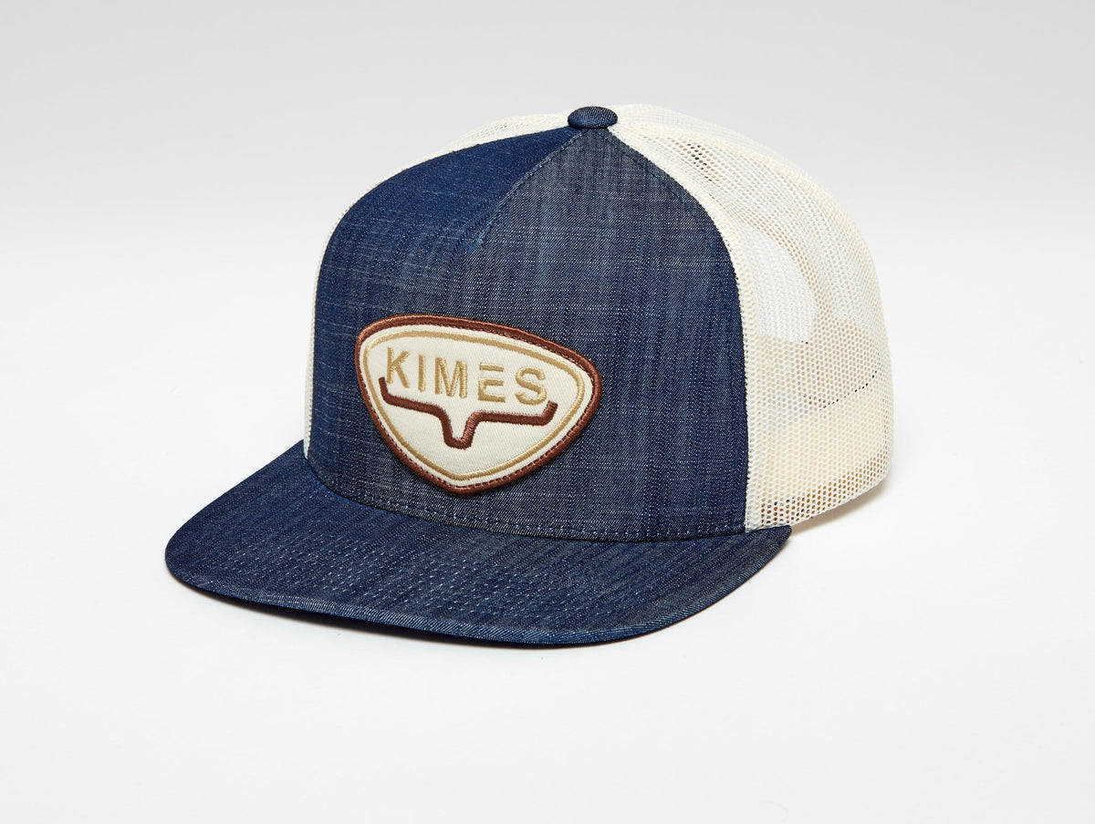 Kimes Ranch Conway Trucker Hat with a front logo patch