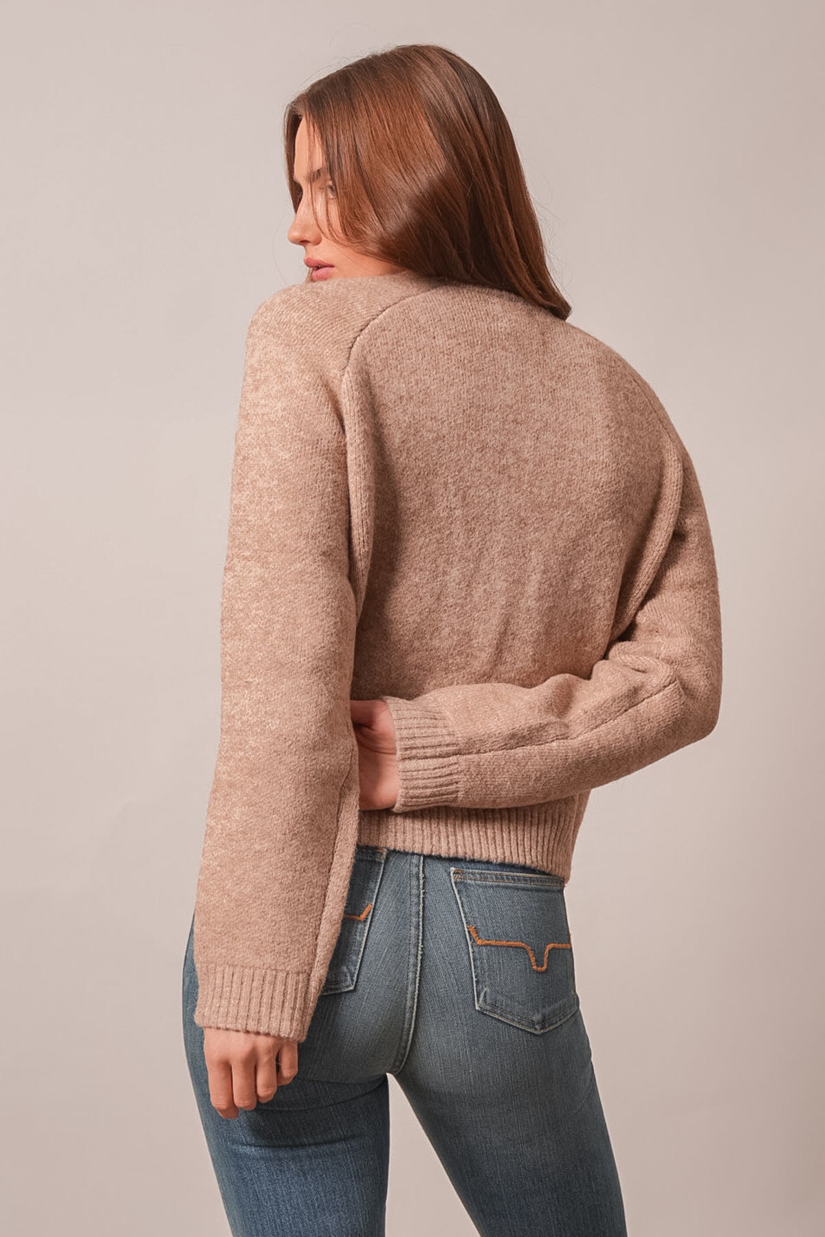 Kimes Ranch Ennis sweatshirt, back view, long-sleeved oatmeal knit crewneck