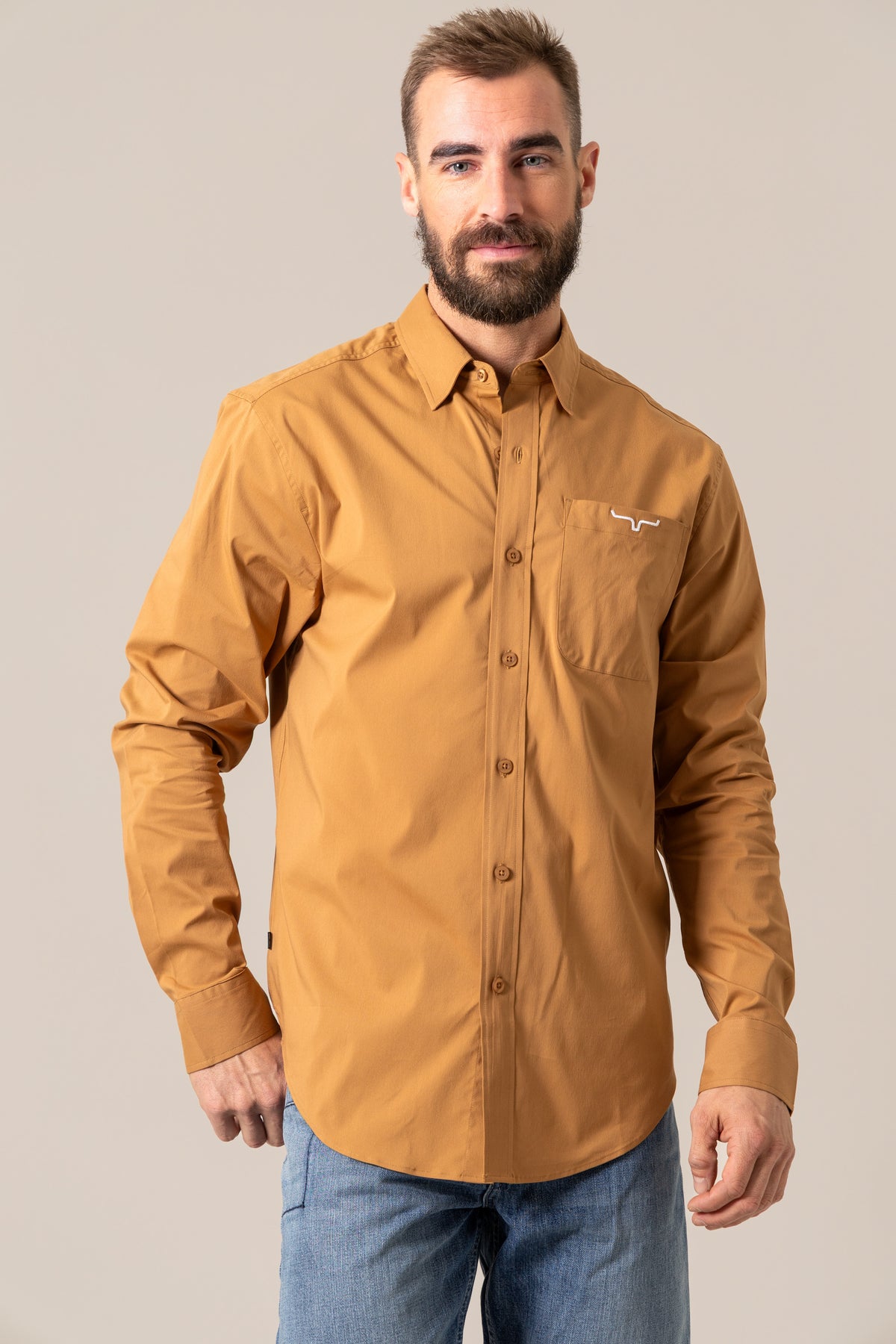 Kimes Ranch KR Team Shirt in Work Wear Brown with logo on the chest