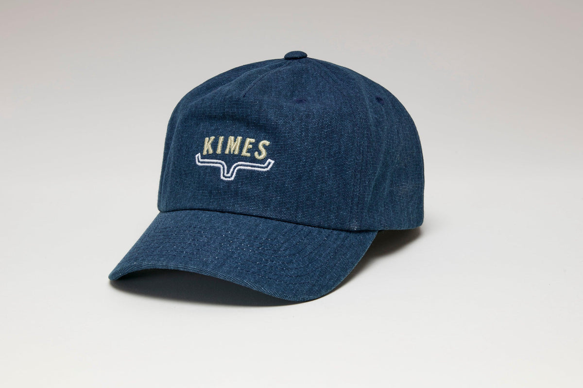 Kimes Ranch Mini Hux Hat in Blue with embroidered Kimes Ranch logo on the front