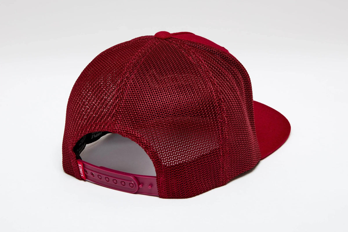 Kimes Ranch Nite Train 110 Hat, back view, in red with mesh back and adjustable strap