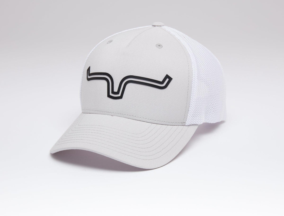 Kimes Ranch LV Coolmax 110 Hat in Silver with a mesh back and the Kimes Ranch logo on the front