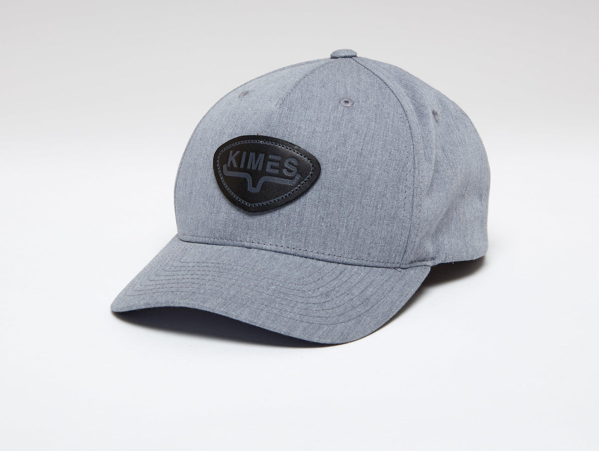 Kimes Ranch Fender Hat in Grey Heather with a black logo patch on the front