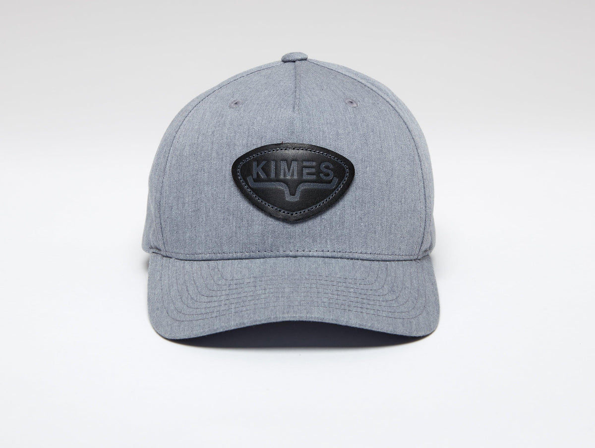 Kimes Ranch Fender Hat in heather grey with a black logo patch on the front