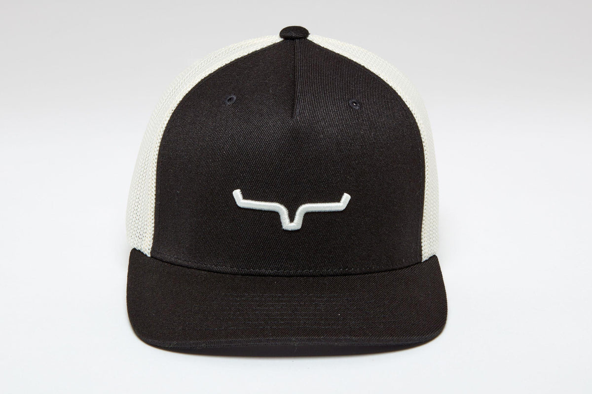 Kimes Ranch G&T 110 Hat in black and white with embroidered logo on front