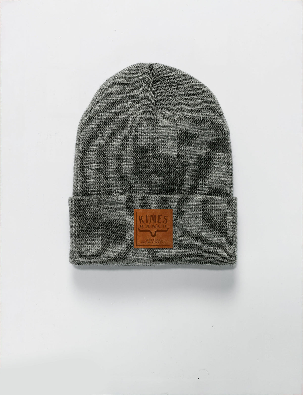Kimes Ranch Child's Premium Branded Hat in Light Grey Heather with a logo patch on the cuff