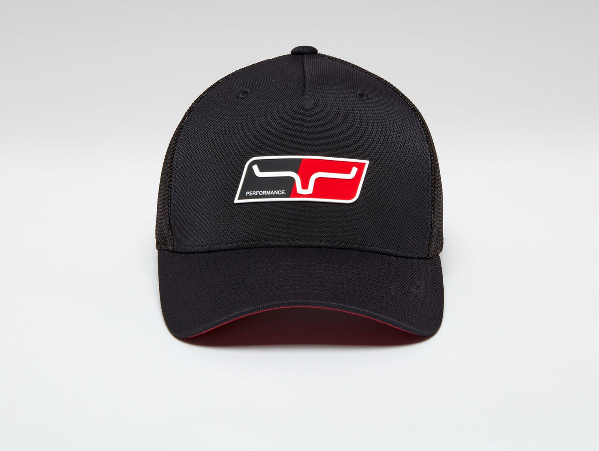 Kimes Ranch Tech Division 110 Hat in black with a red and white Performance logo patch on the front