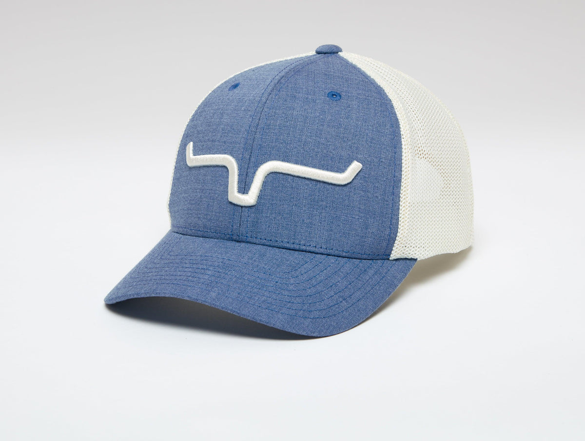 Kimes Ranch Upgrade Weekly 110 Hat in Indigo Teal with white mesh back and embroidered logo