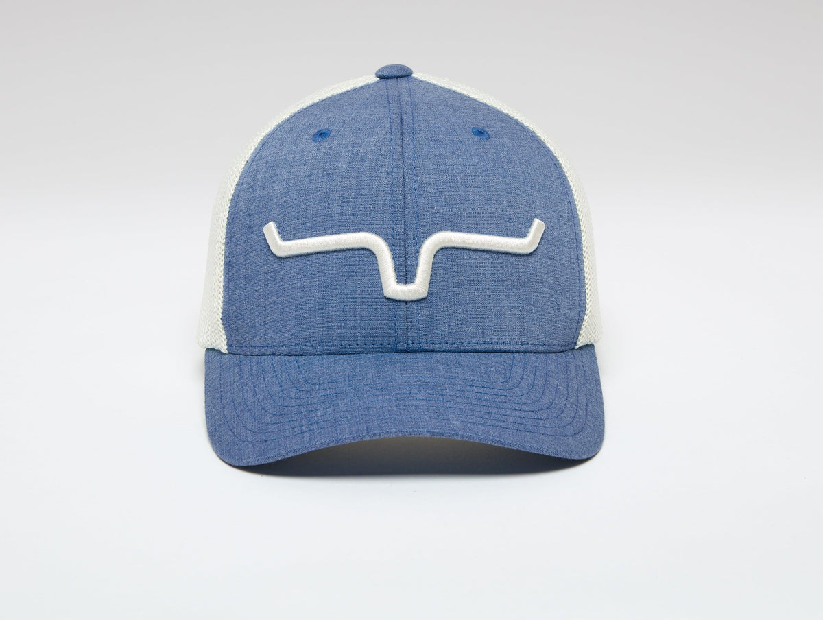 Kimes Ranch Upgrade Weekly 110 Hat in blue with white mesh back and embroidered Kimes Ranch logo