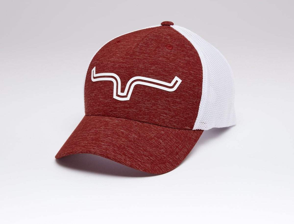Kimes Ranch LV Coolmax 110 Hat in Dark Red, side view, with white mesh back and logo