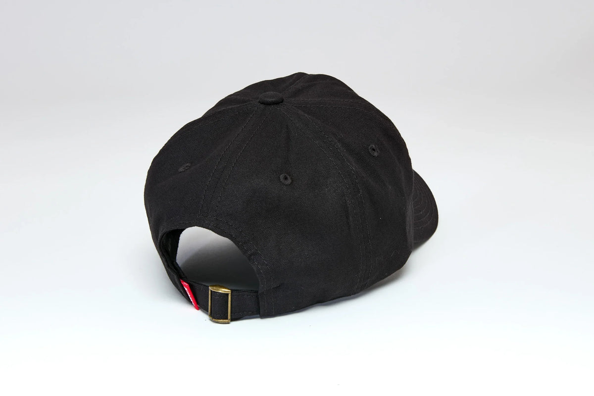 Kimes Ranch Alden, back view, Black hat with adjustable buckle closure and eyelet vents
