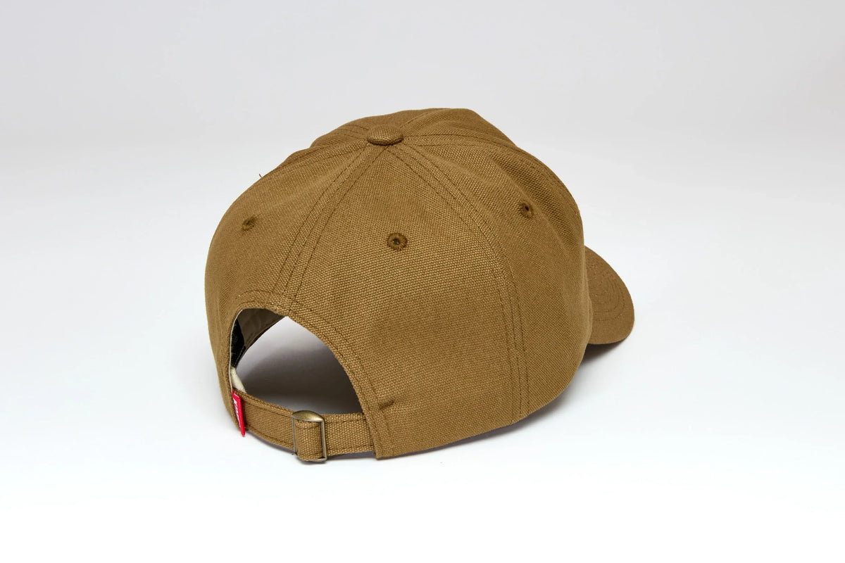 Kimes Ranch Alden hat in Tobacco, back view, with a button top and adjustable strap closure