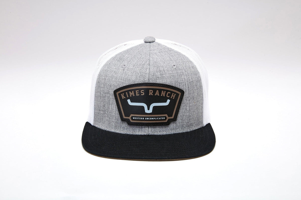 Kimes Ranch Amboy hat in Heather Grey with a black brim and the Kimes Ranch logo patch