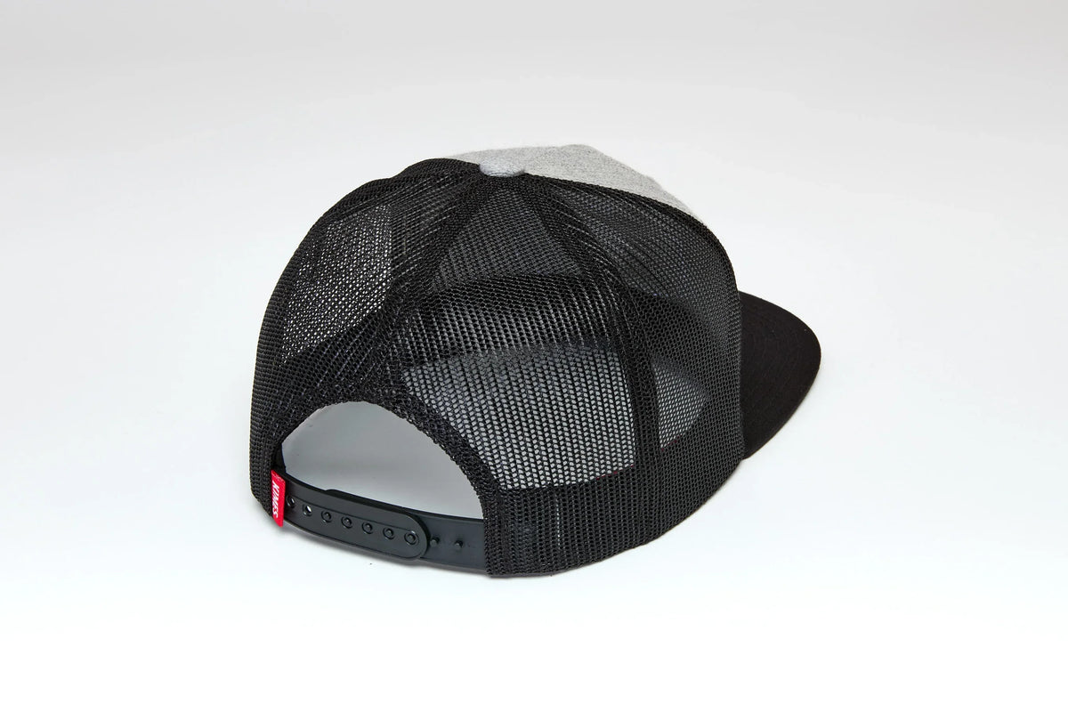 Kimes Ranch Arbor Hat in Grey Heather, back view, with black mesh back and adjustable snap closure