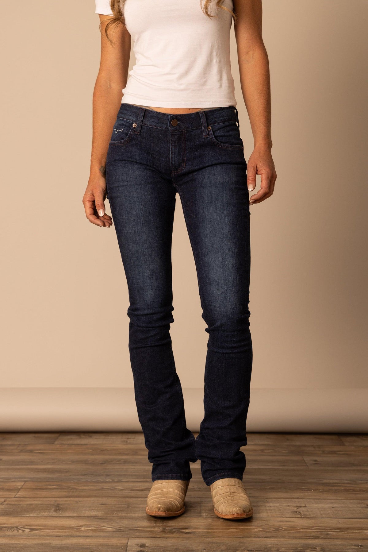 Kimes Ranch Audrey jeans in Dark Wash with a slim fit and front pockets