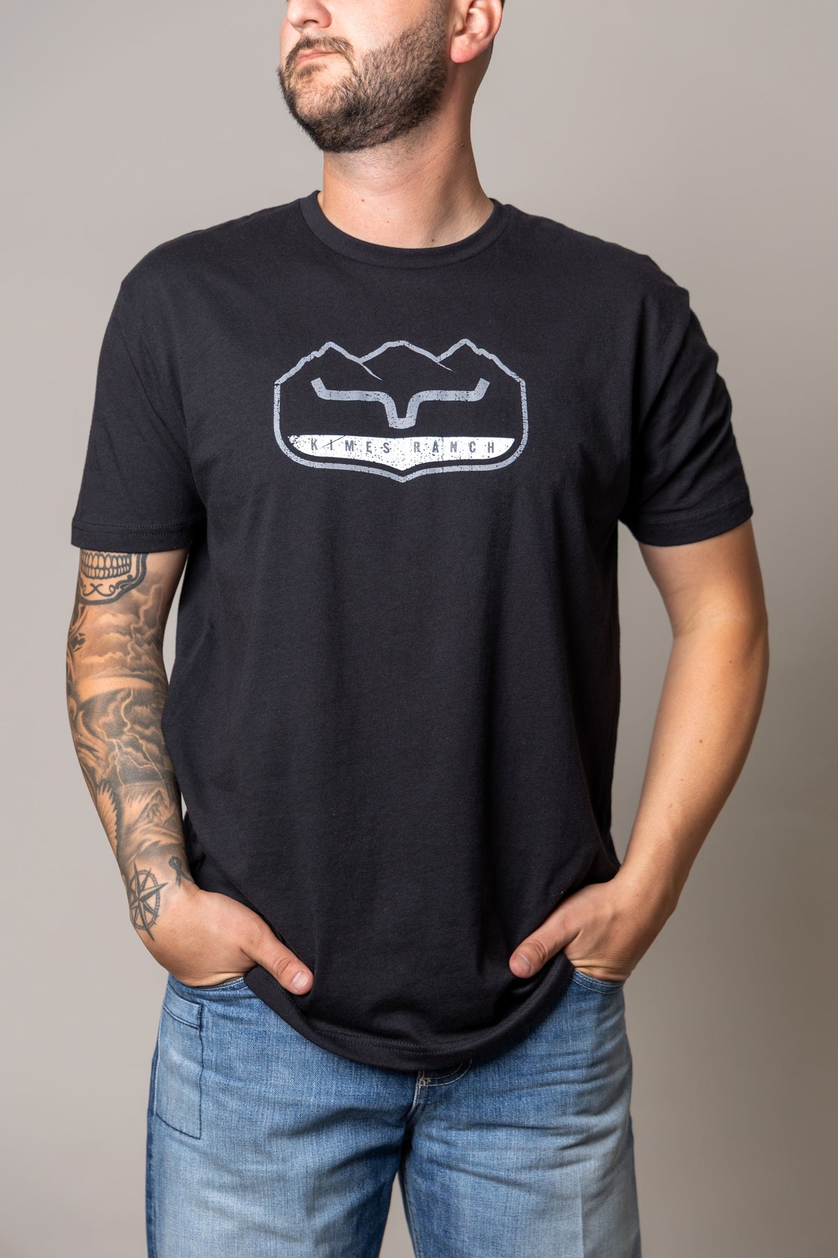 Kimes Ranch Banquet shirt in Black with a white logo graphic on the chest