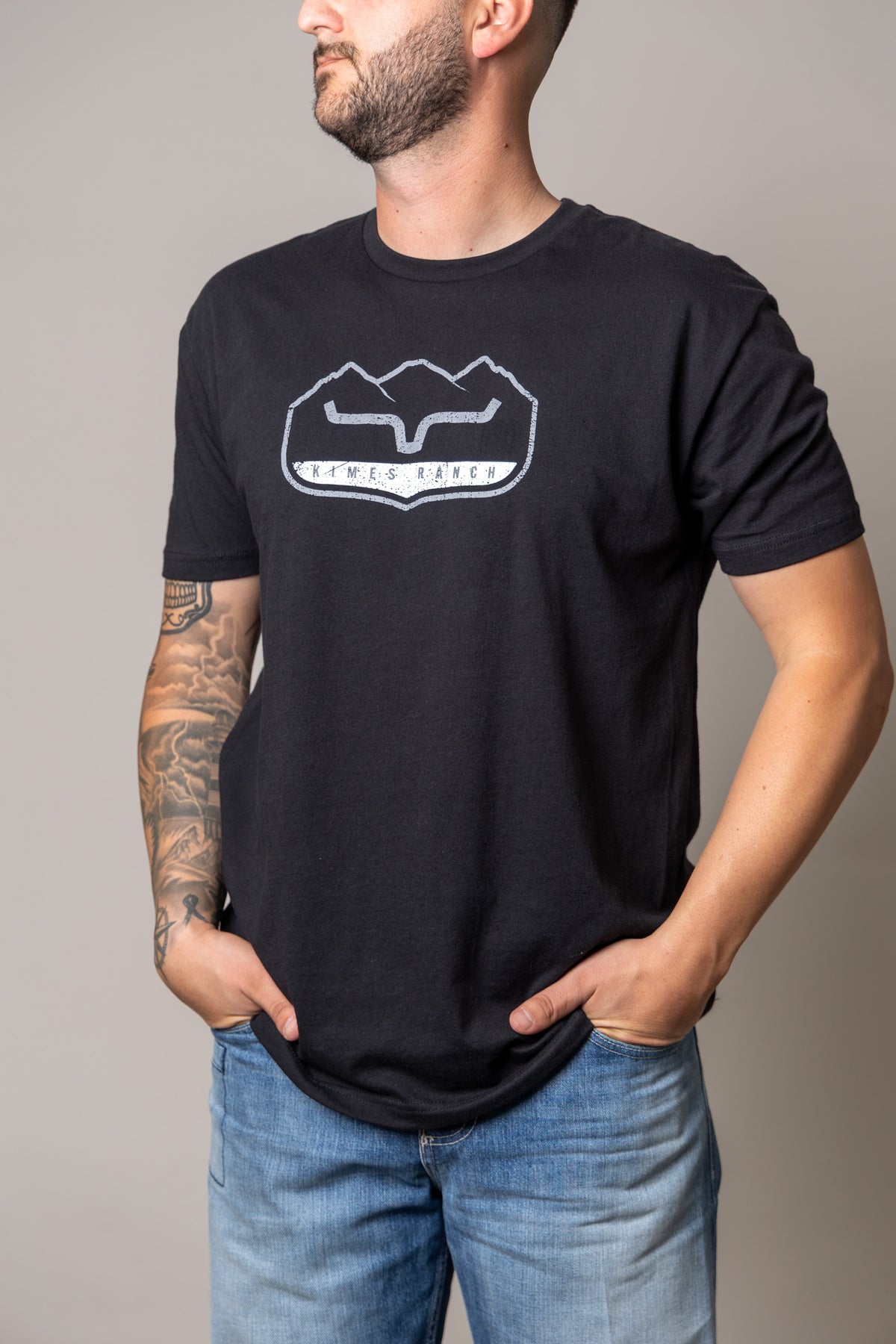 Kimes Ranch Banquet shirt in Black with a white Kimes Ranch logo on the chest
