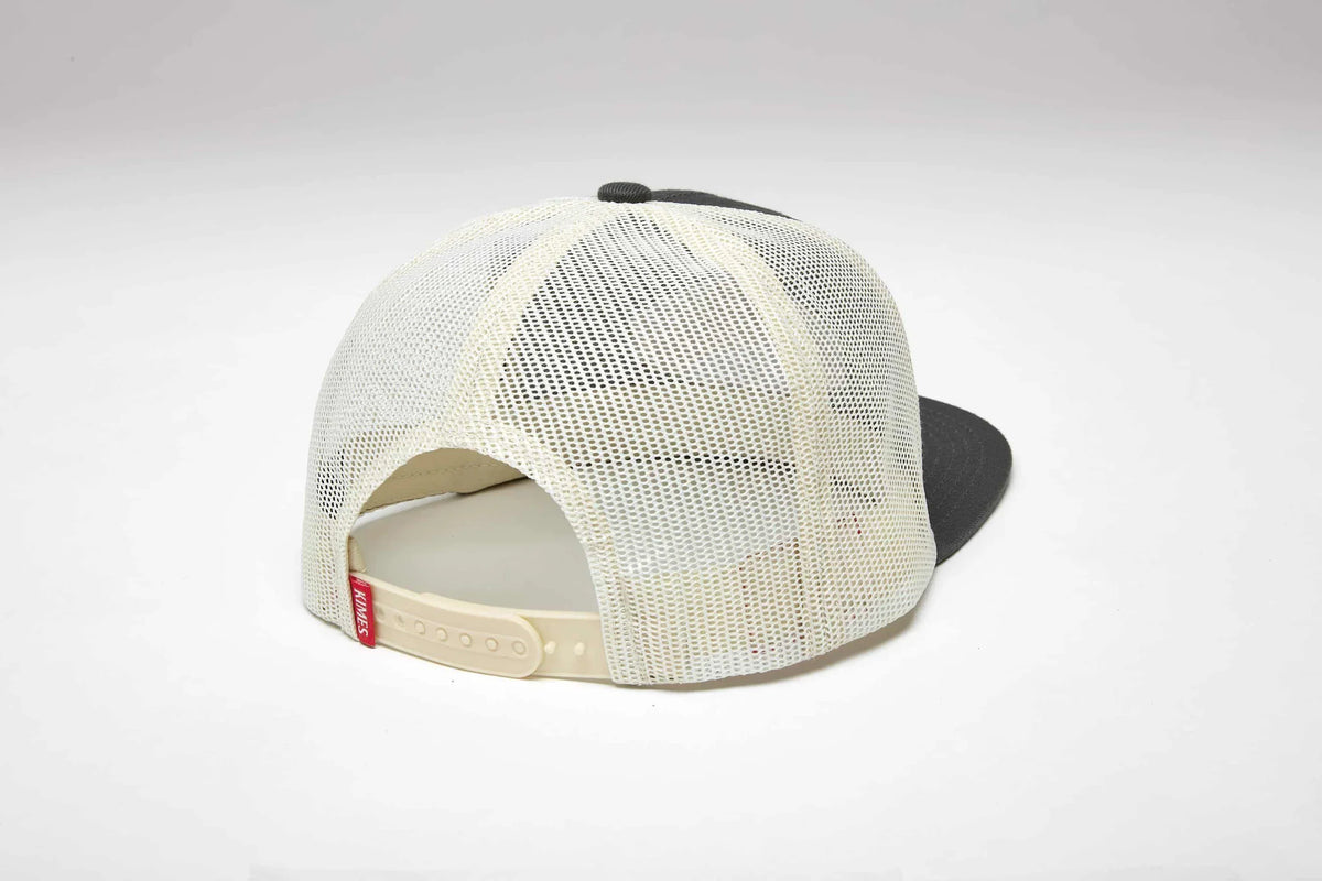 Kimes Ranch Boxer Trucker, back view, hat with ivory mesh back and adjustable strap