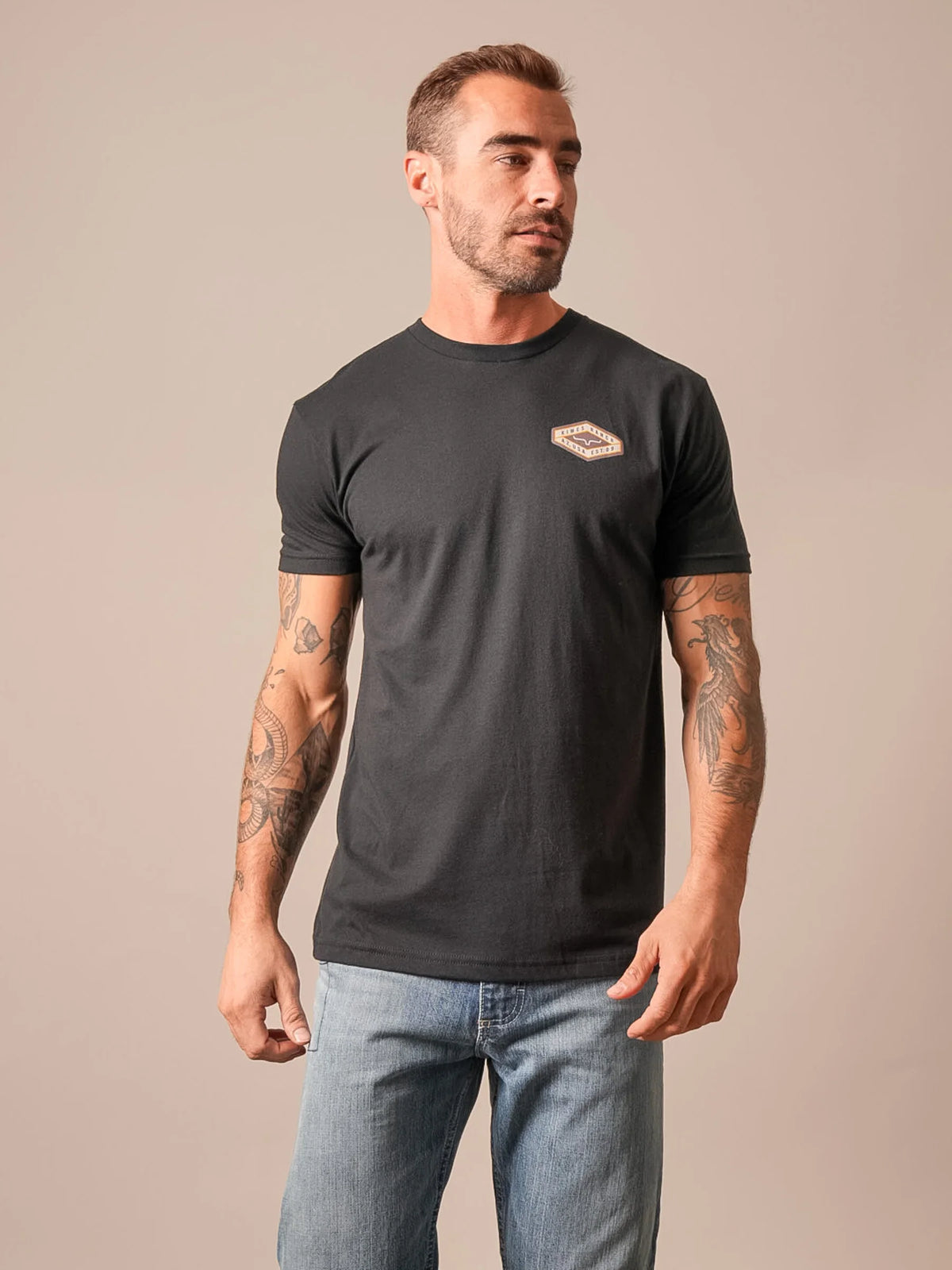 Kimes Ranch Boxer shirt in Black with a chest logo