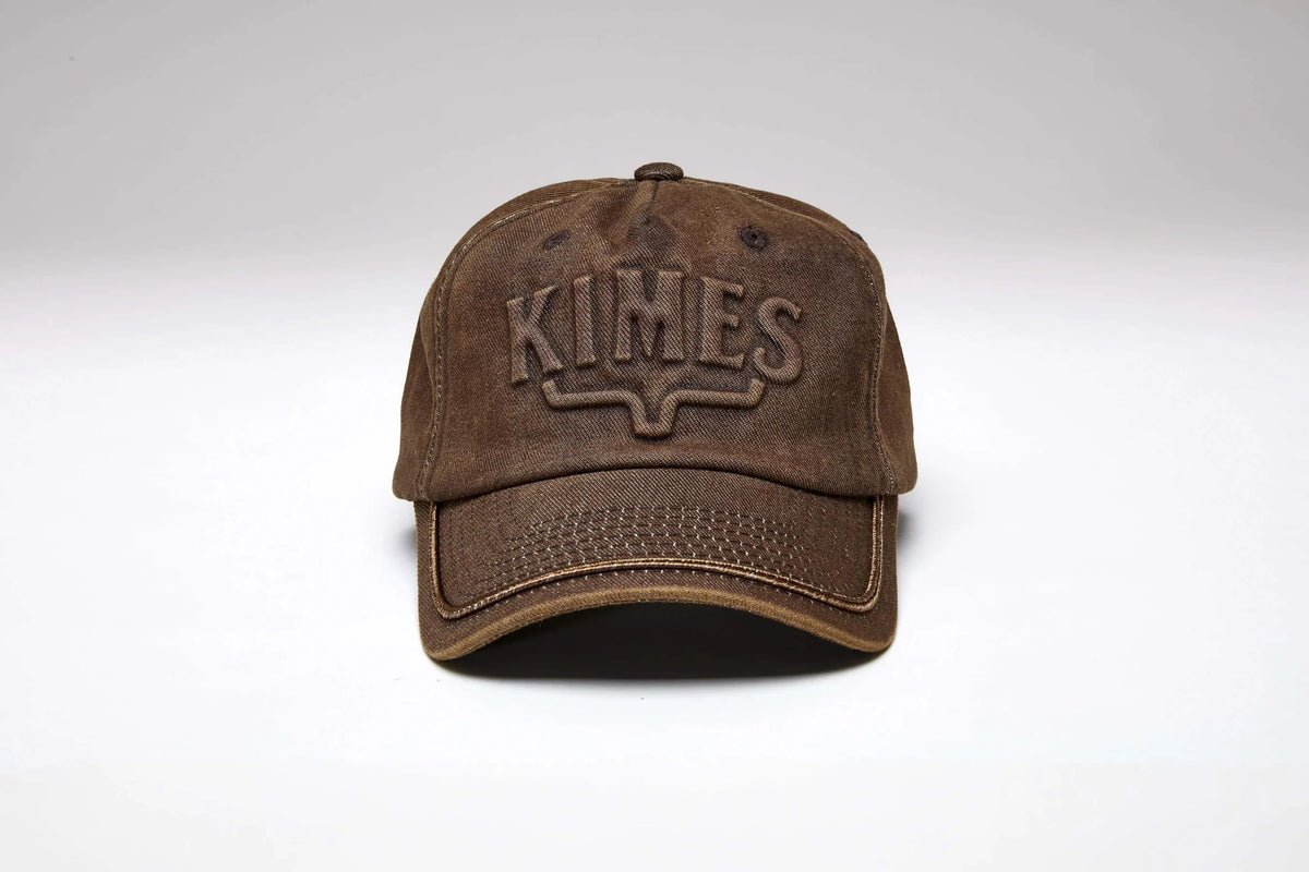 Kimes Ranch Branded KR hat in Brown with embroidered Kimes Ranch logo and stitched brim