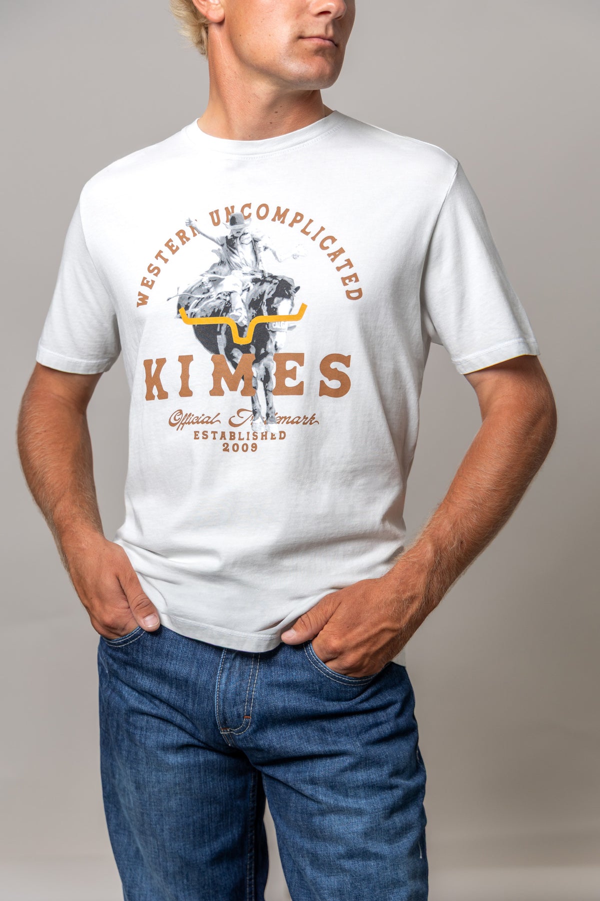Kimes Ranch Break Through shirt in Natural with a Western Uncomplicated graphic and Kimes Ranch logo
