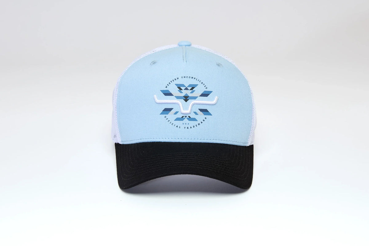 Kimes Ranch Brighton hat in Light Blue with a black brim and the Kimes Ranch logo on the front