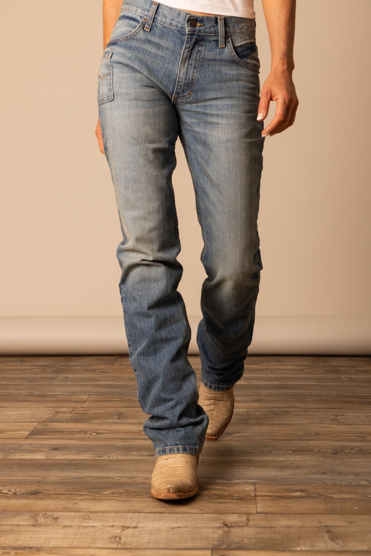 Kimes Ranch Brooks jeans in Mid Wash with a relaxed fit and classic five-pocket styling
