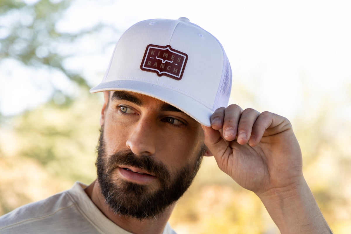 Kimes Ranch Sheridan hat in White with the Kimes Ranch logo on the front