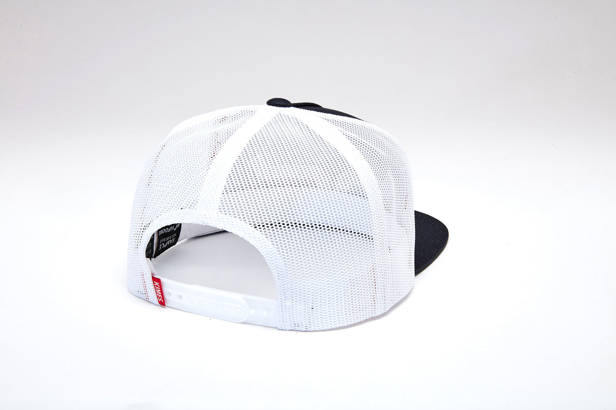 Kimes Ranch Delano hat in Navy, back view, with white mesh back and adjustable strap