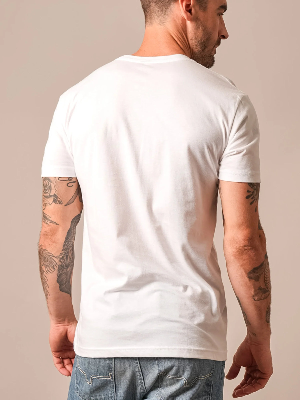 Kimes Ranch Easy Does It, back view, White short sleeve shirt with a crew neck and relaxed fit