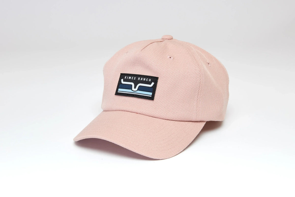 Kimes Ranch Felton hat in Light Pink with a black rectangular logo patch on the front