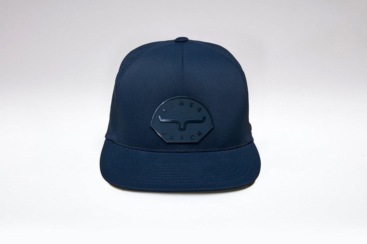 Kimes Ranch Gilette hat in Navy with a tonal Kimes Ranch logo patch on the front