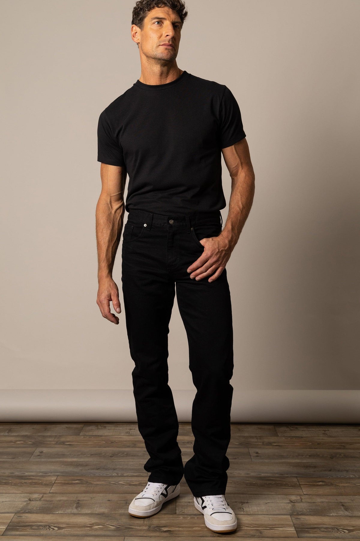Kimes Ranch James Straight Fit Bootcut jeans in Black with front pockets and a straight leg silhouette