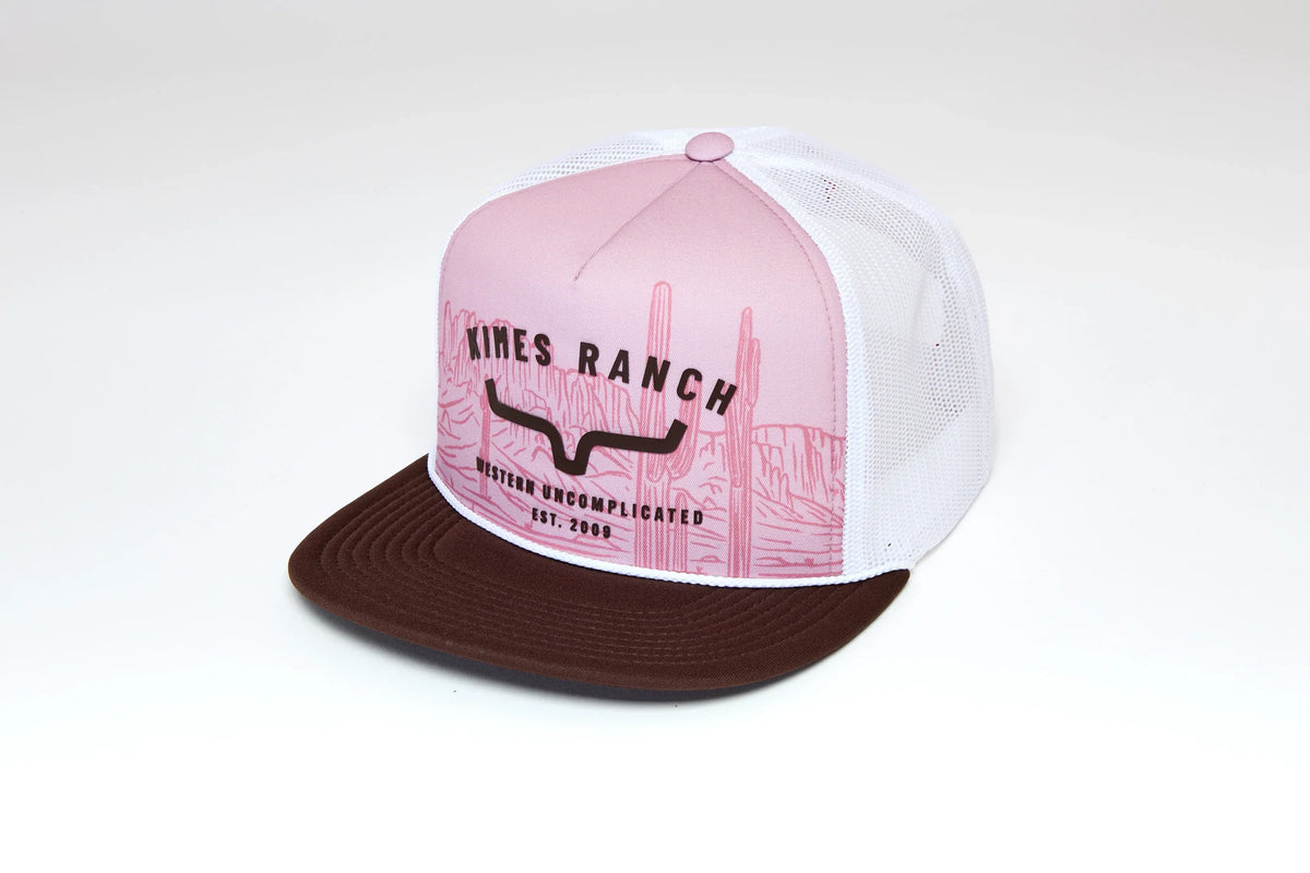 Kimes Ranch Landscape hat in Lavender with white mesh back and brown brim