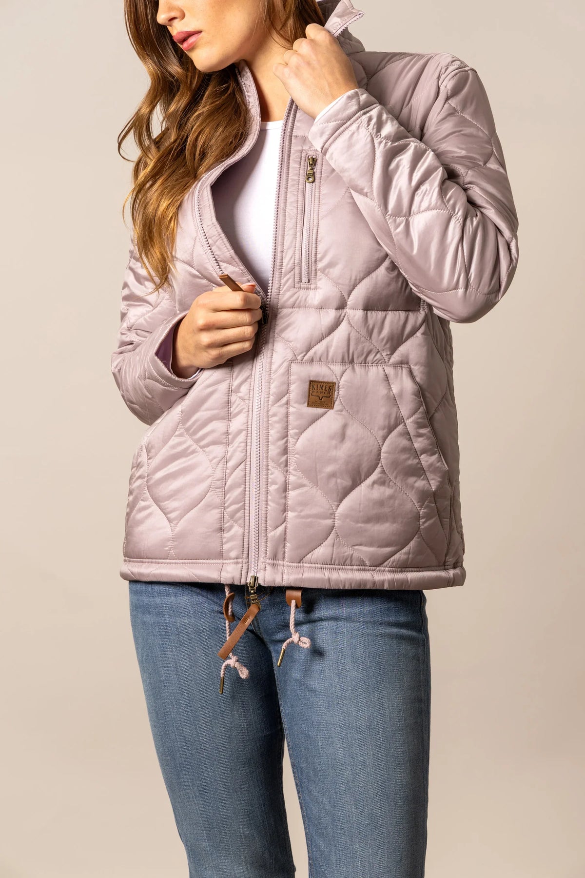 Kimes Ranch Lara Jacket in Pewter with diamond quilting and a logo patch