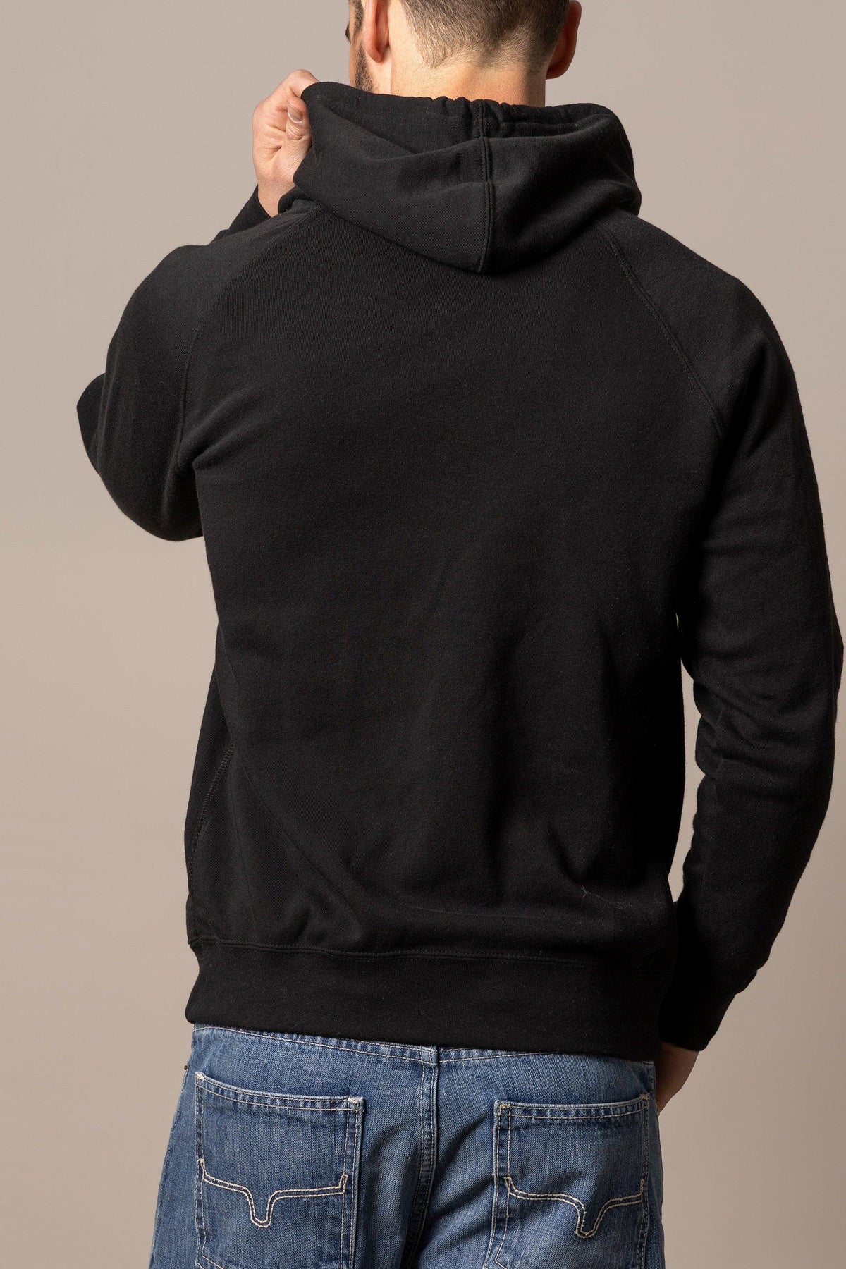 Kimes Ranch MDB Pullover hoodie in black with a hood and long sleeves