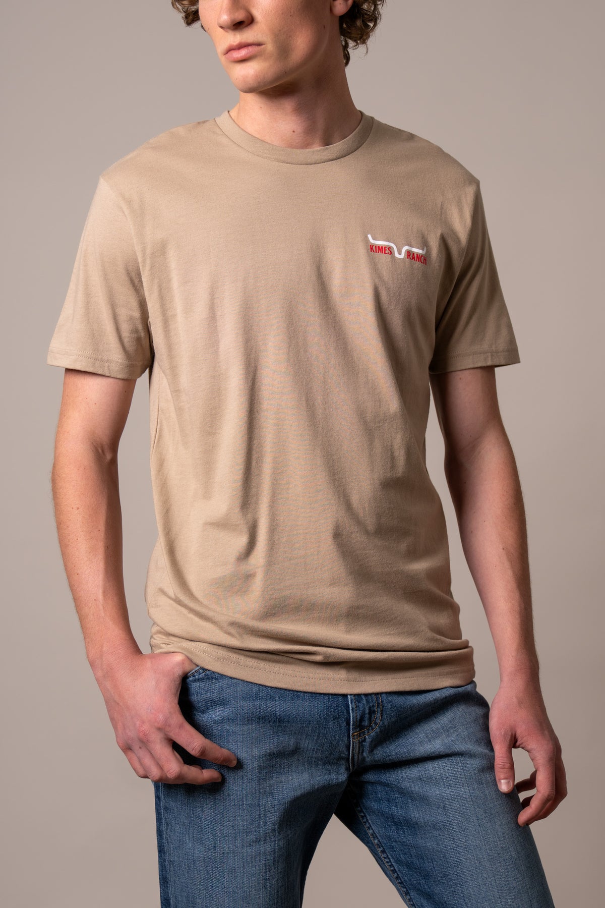 Kimes Ranch Mexico Prairie short sleeve shirt in Tan with a chest logo