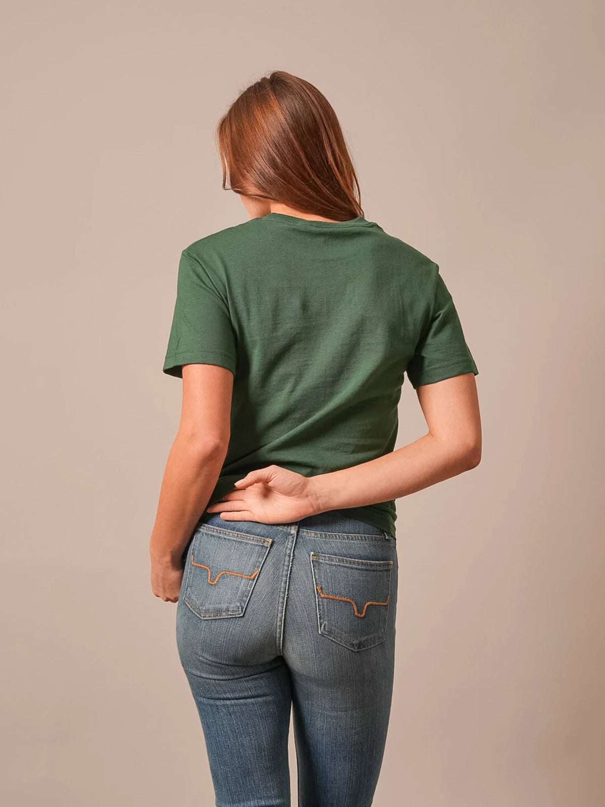 Kimes Ranch Night Call shirt in Forest, back view, of a short sleeve tee with a crew neckline