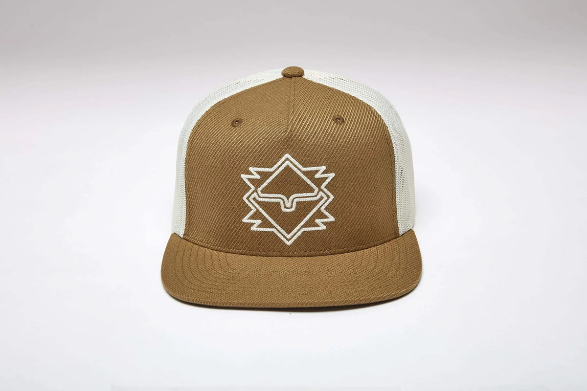 Kimes Ranch North Star hat in Work Wear Brown with white mesh back and embroidered Kimes Ranch logo