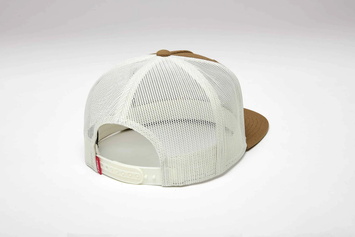 Kimes Ranch North Star, back view, hat with white mesh back and Work Wear Brown brim