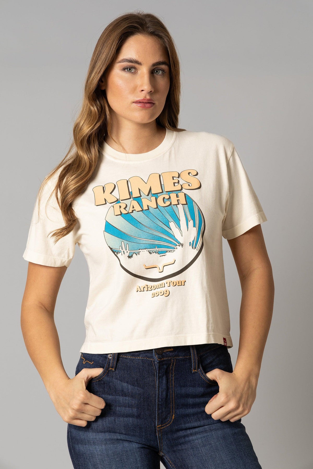 Kimes Ranch Psyche Tour shirt in Ivory with a retro Arizona Tour 2009 graphic and the Kimes Ranch logo