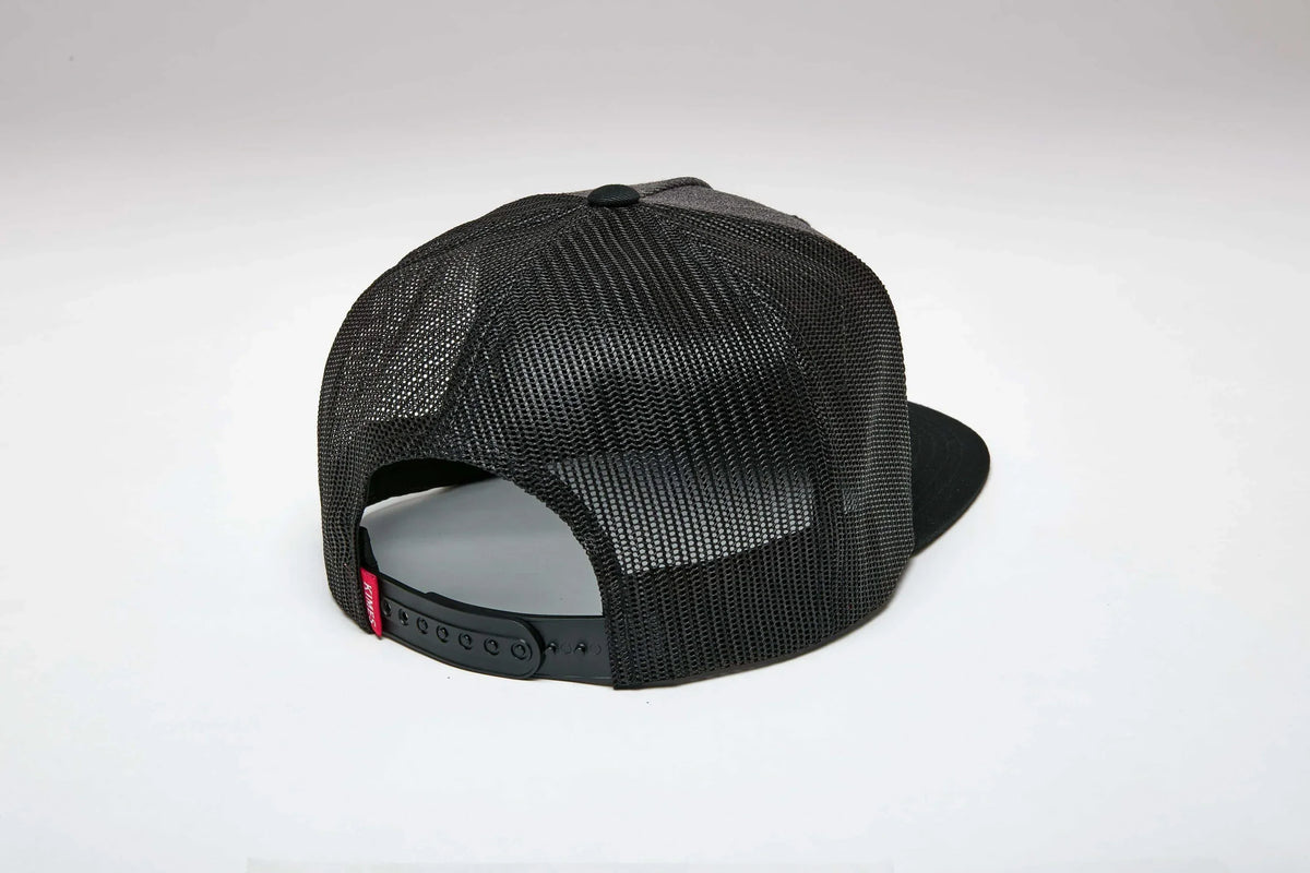 Kimes Ranch Spangled hat in Charcoal Heather, back view, with mesh back and adjustable snap closure
