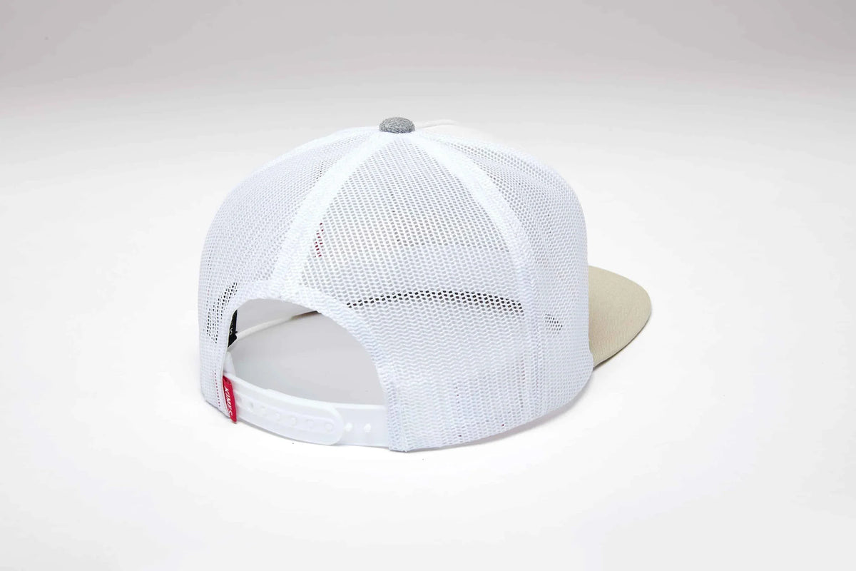 Kimes Ranch Spangled hat in White, back view, with mesh back and adjustable strap