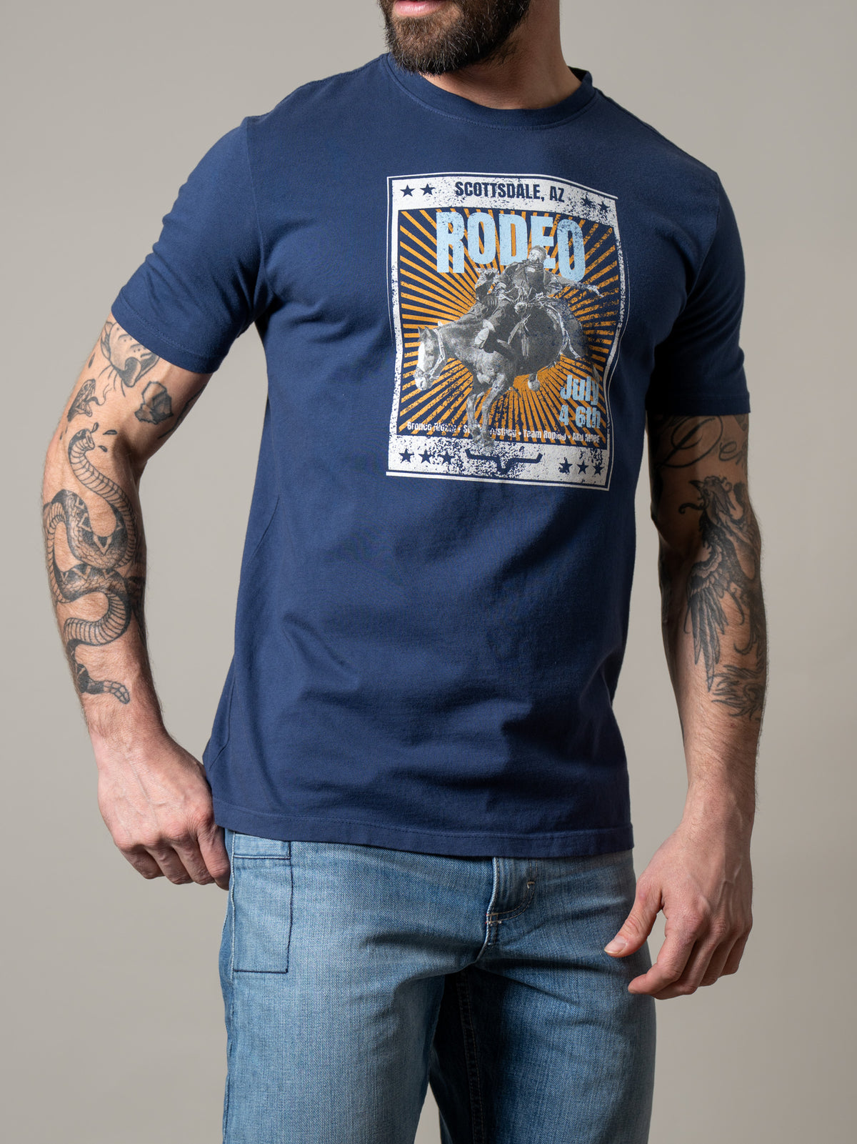 Kimes Ranch Top Bill shirt with a Scottsdale Rodeo graphic print
