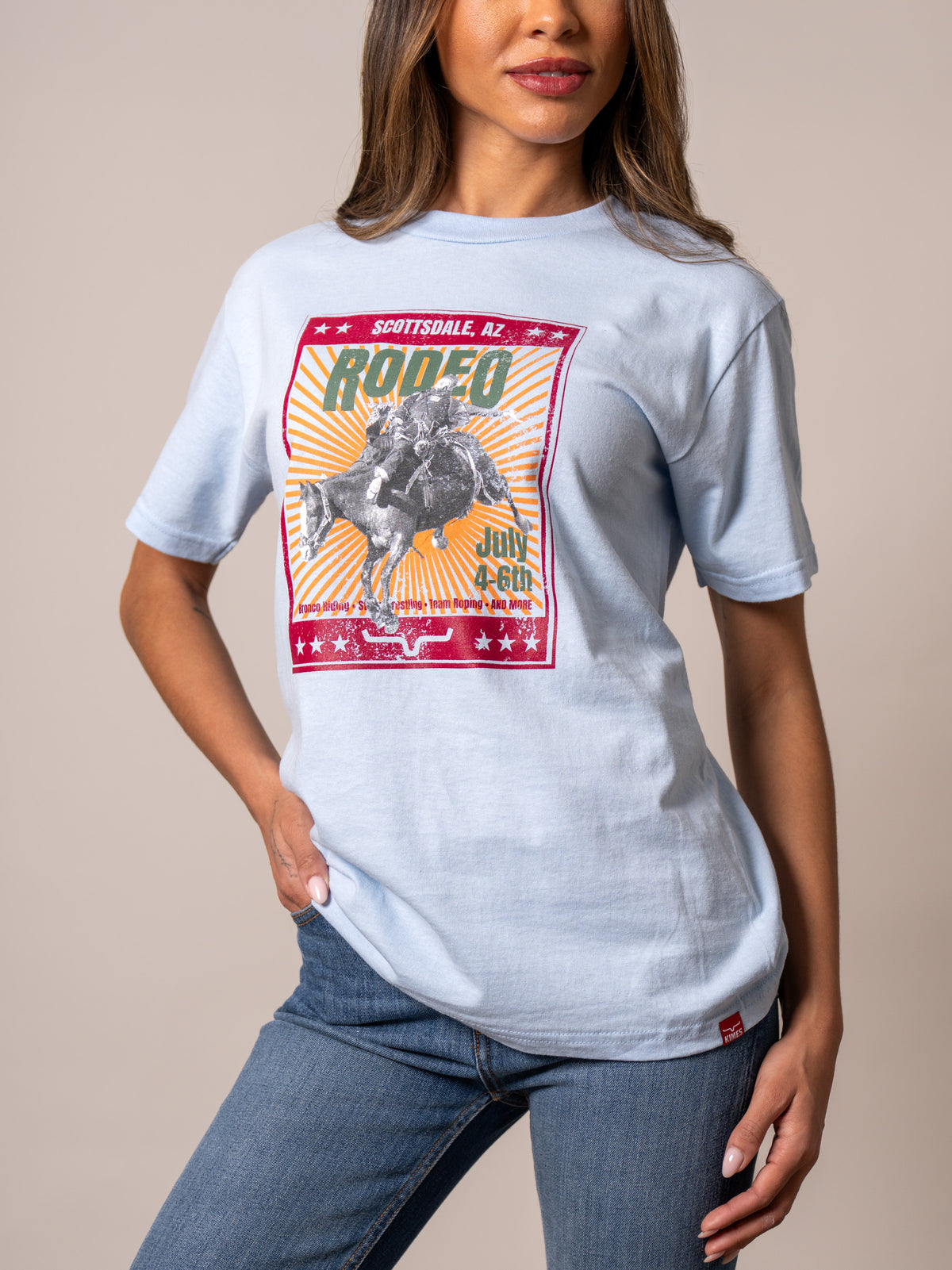 Kimes Ranch Top Bill shirt in Pacific Blue with a Scottsdale Rodeo graphic print