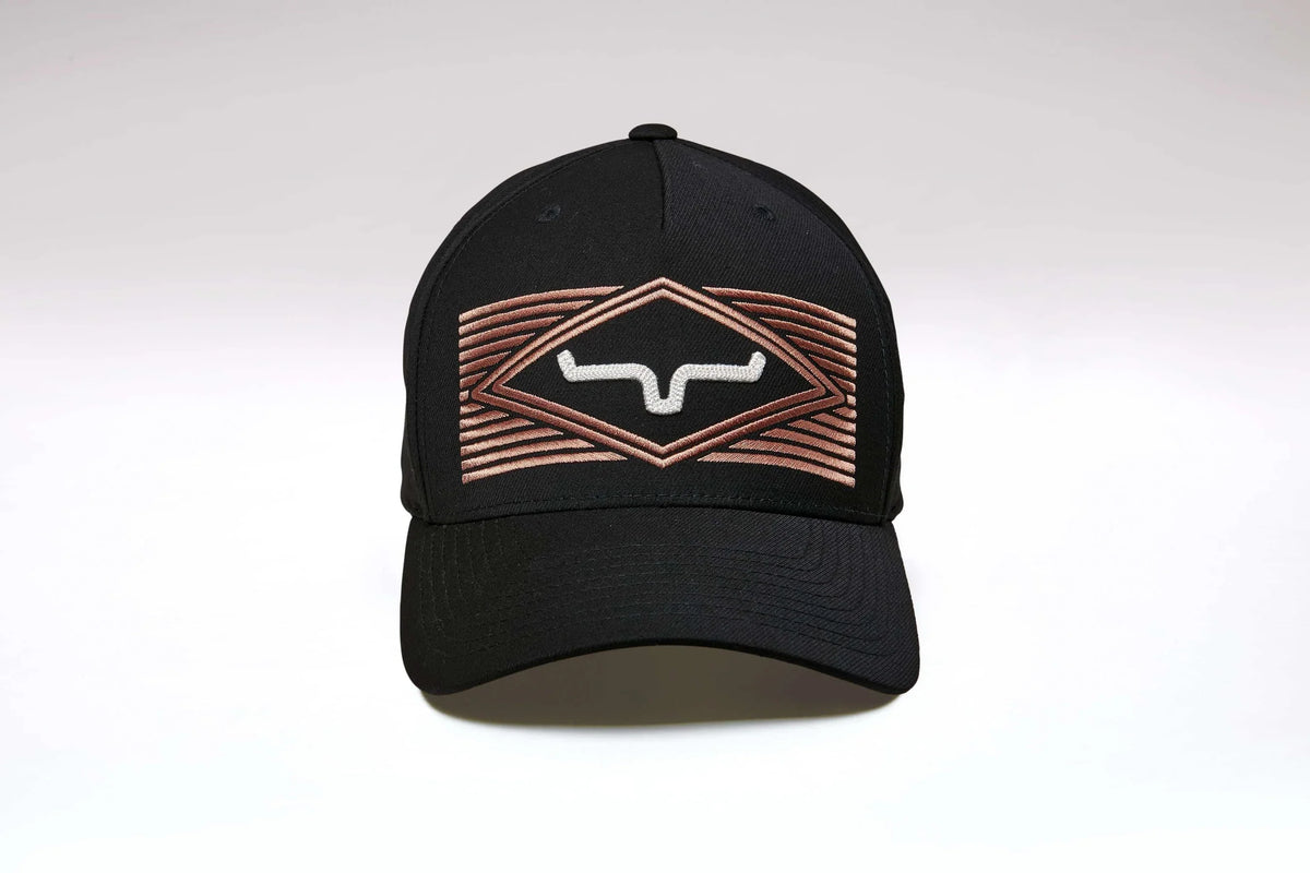 Kimes Ranch Tredwell Black hat with embroidered logo in copper and white